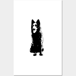 German Shepherd Black and White Abstract Art Posters and Art